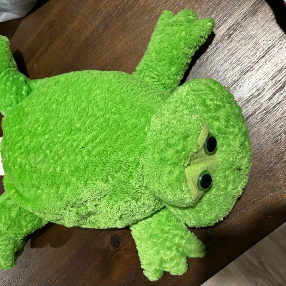 Green Plush Frog Toy for Small Pets